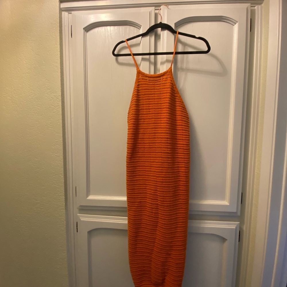 Free People Orange Knit Midi Dress